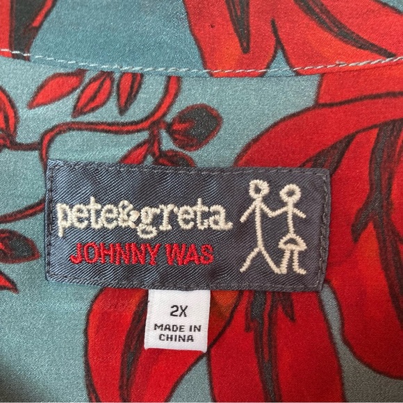 Johnny Was Pete & Greta Silk Floral Print Salon Long Sleeve Blouse Size 2X - Picture 10 of 11